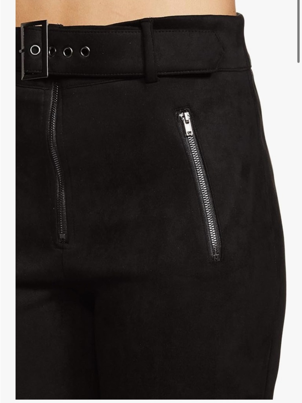 Forever 21 Black Skinny Belted Zip-Front Pants - Picture 5 of 5